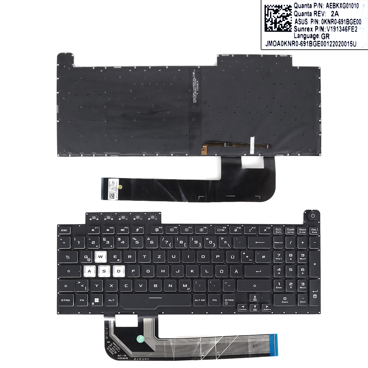 Picture of New Replacement Laptop Keyboard For ASUS TUF Gaming F15 FX506 FA506 FA506Q FX506L FA506U BLACK(Backlit,win8) GR Layout